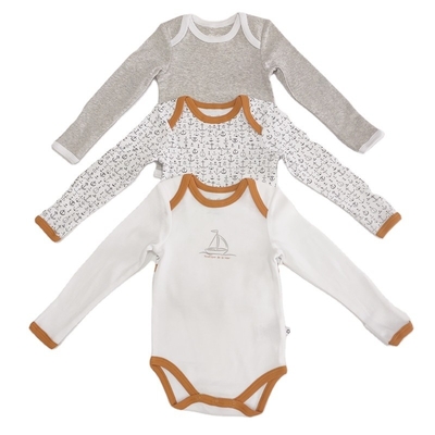 Summer Outdoor Sun Comfy Bodysuit Long Sleeve Baby Romper With Snap Button Knitted Fabric