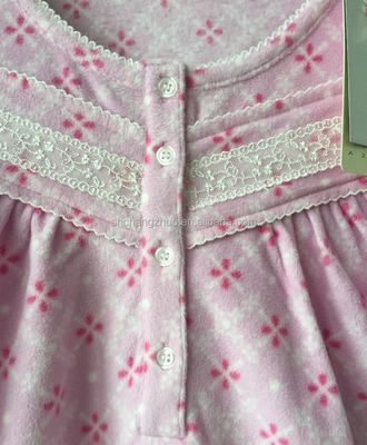 Super Comfortable V-neck Women's Winter Pajamas with Long Sleeve in Full Print Fleece